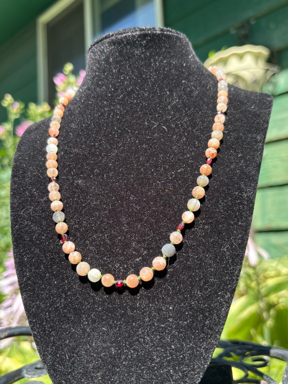 Peach Moonstone necklace. - Picture 10 of 13